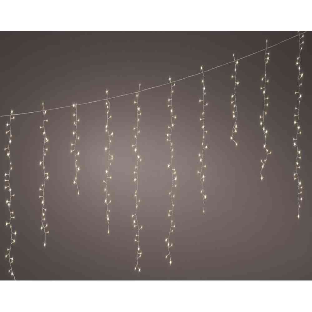 Spetebo LED catena luminosa a ghiacciolo bianco freddo con timer - 285 cm / 20 LED - illuminazione decorativa da giardino con 8 funzioni - tenda luminosa da esterno nevischio Natale inverno