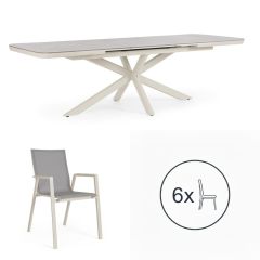 Set da pranzo Tavolo Pascal pelican + 6 sedie Krion pelican
