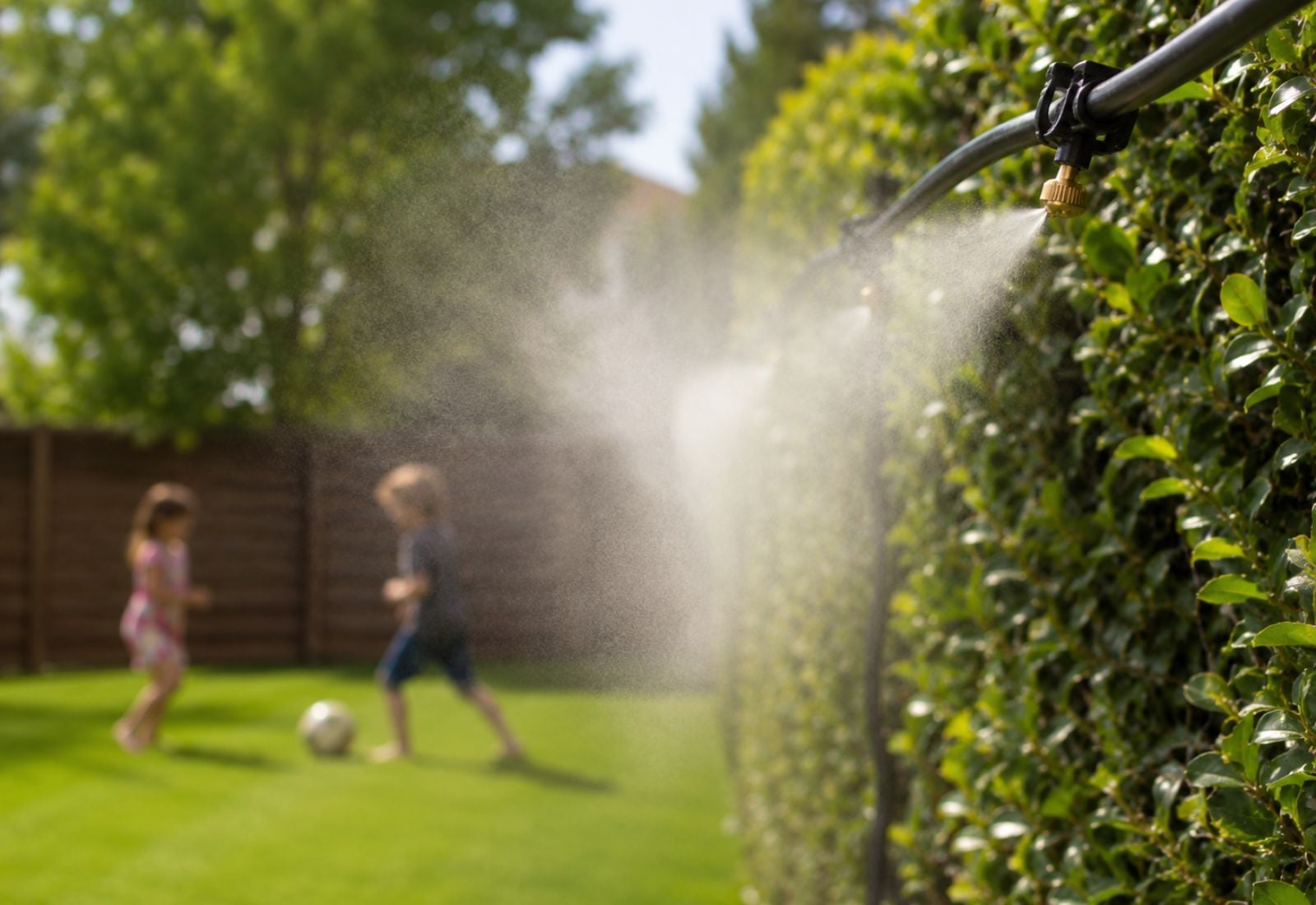 Bambini che giocano in giardino
